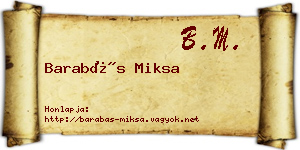 Barabás Miksa névjegykártya